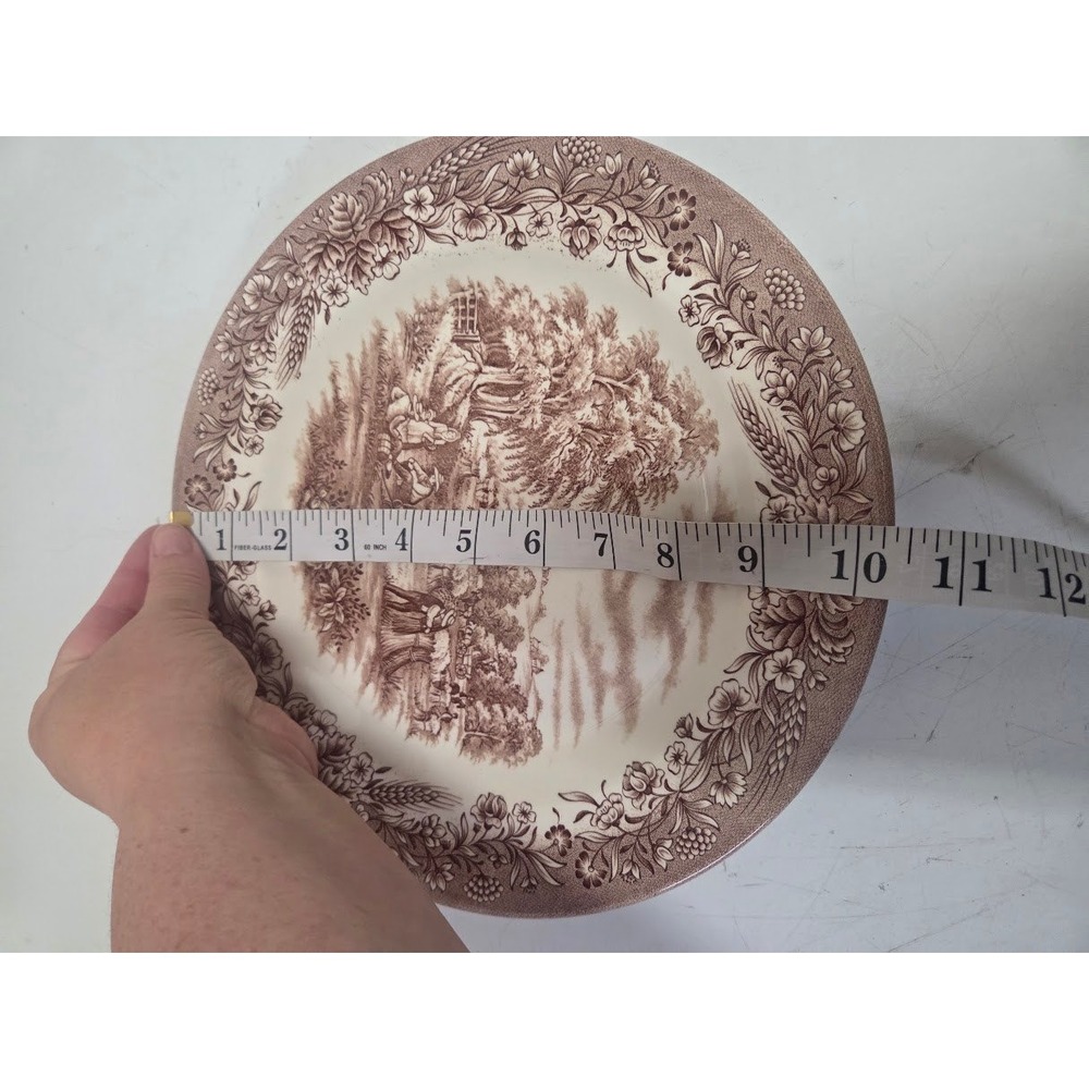 Churchill Currier & Ives Harvest Dinner Plate Heritage Mint Brown Transferware - Picture 4 of 4